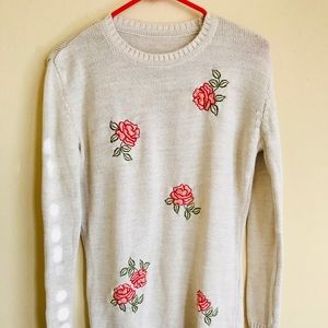 Rose embroidered sweater/top